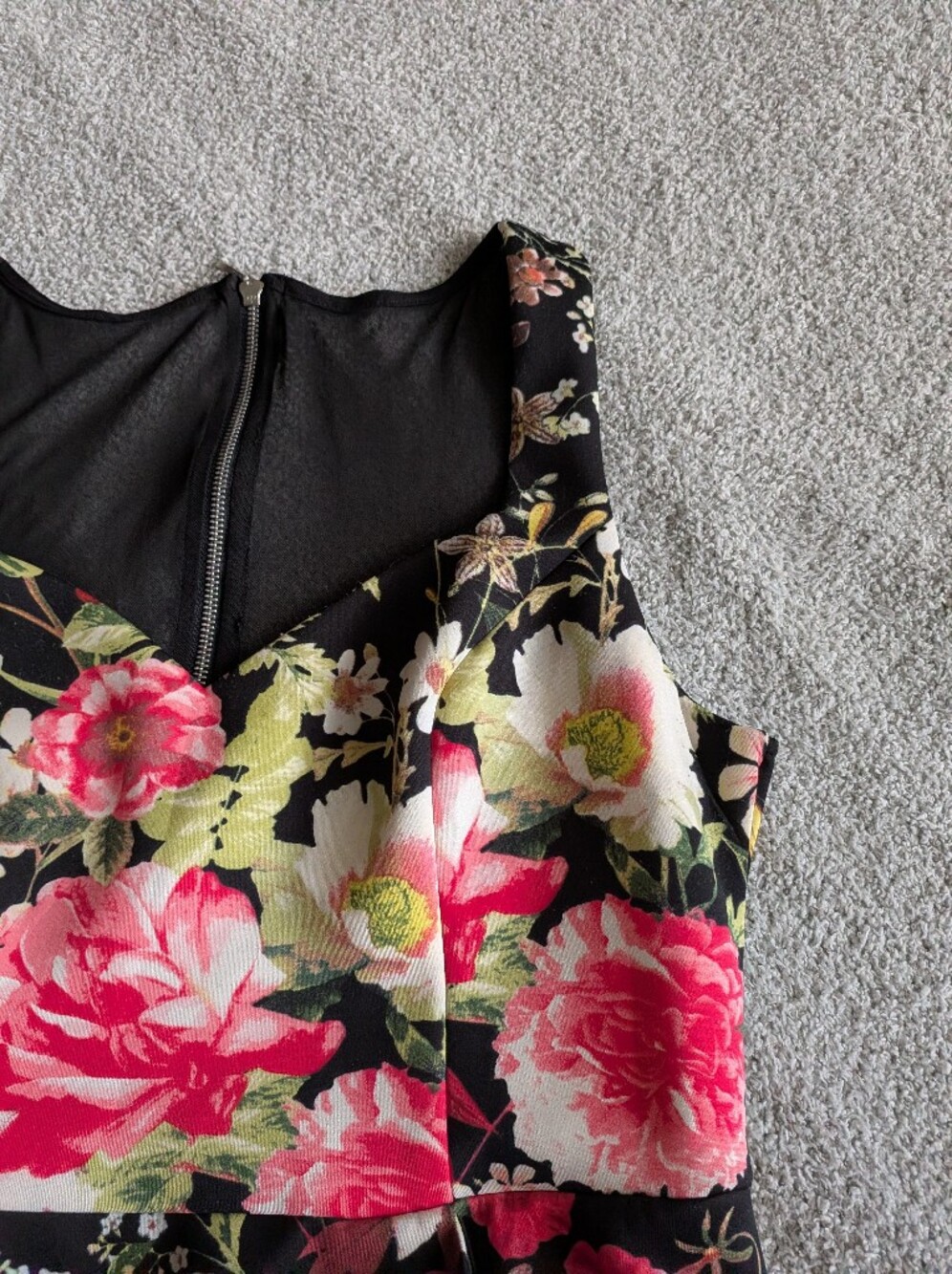 🌼B2G1🌼 Bisou Bisou Black Mini Dress with Pink & White Floral Print - Picture 4 of 8